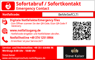 NotHilfePass Rückseite